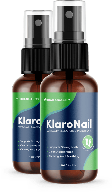 KlaroNail benefits — two bottles of the 1 oz topical nail and cuticle spray