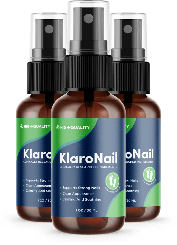 KlaroNail official website — three bottles of KlaroNail topical nail spray, 1 oz each